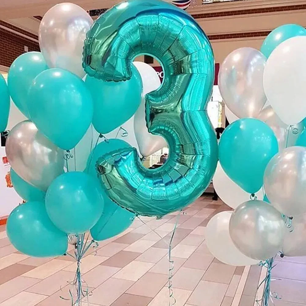 

Big Foil Birthday Balloons Tiffany Blue Helium Number Balloon 0-9 Happy Wedding Party Decoration Kids Shower Large Globos