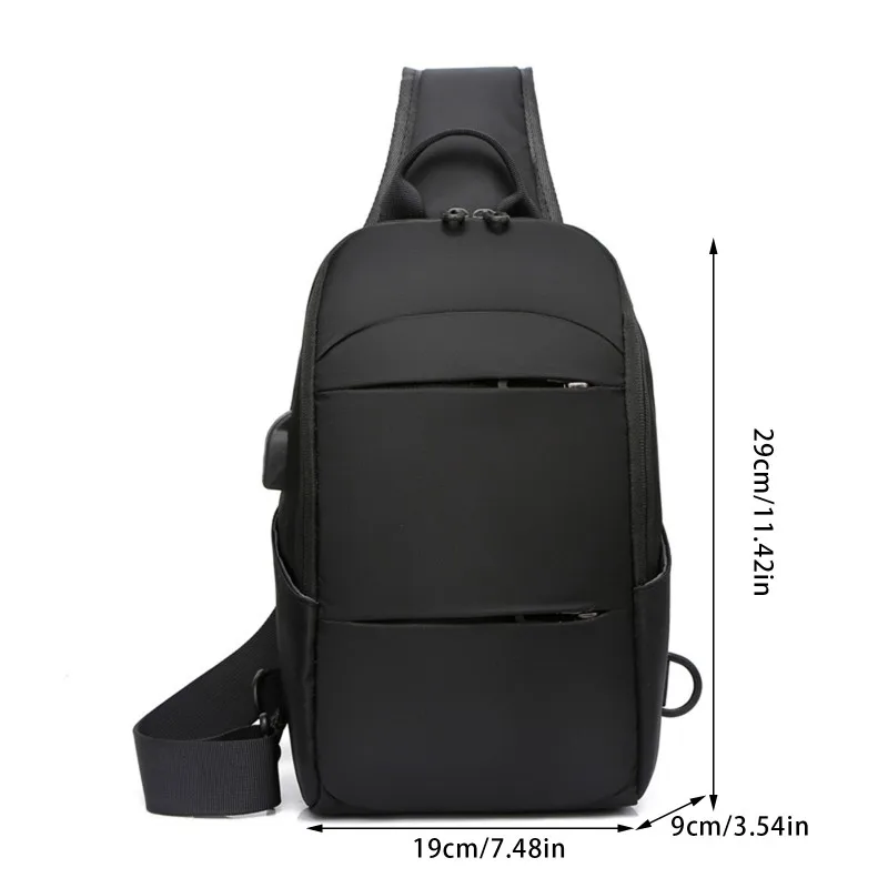 2023 Nylon Men's Waterproof USB Multifunction Crossbody Bag Shoulder Bags Travel Pack Messenger Chest Bag Short Trip for Male