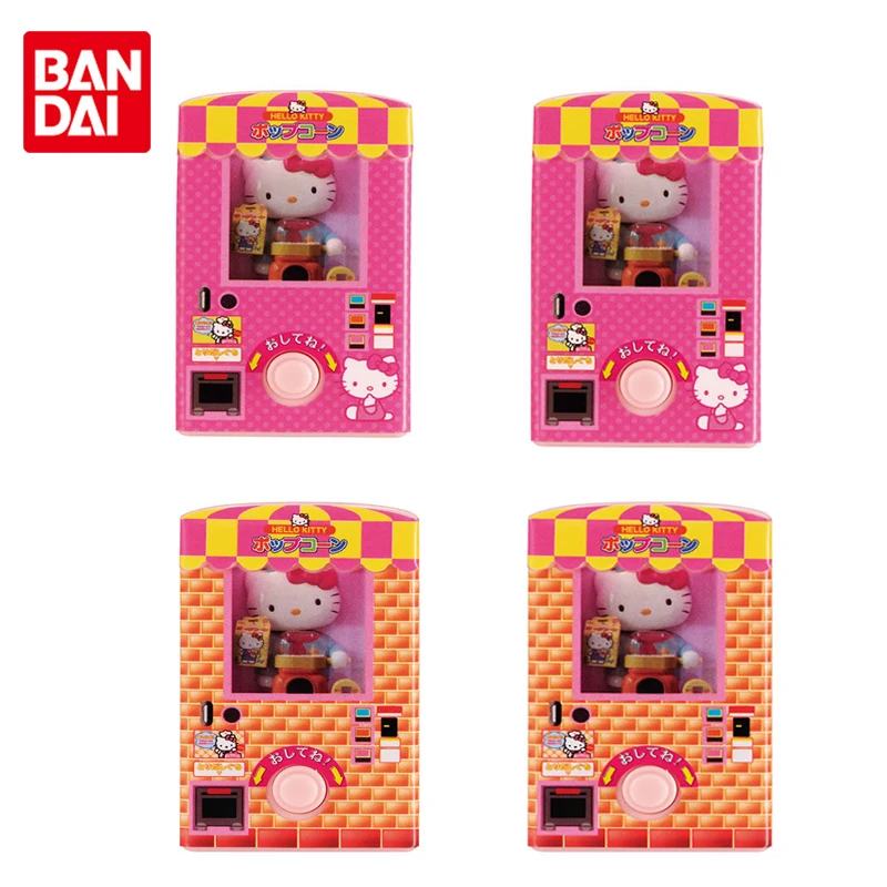Bandai Genuine Gashapon HelloKittyes Miniature Popcorn Vending Machine Kawaii Cute Anime Action Figures Toys for Girls Kids Gift