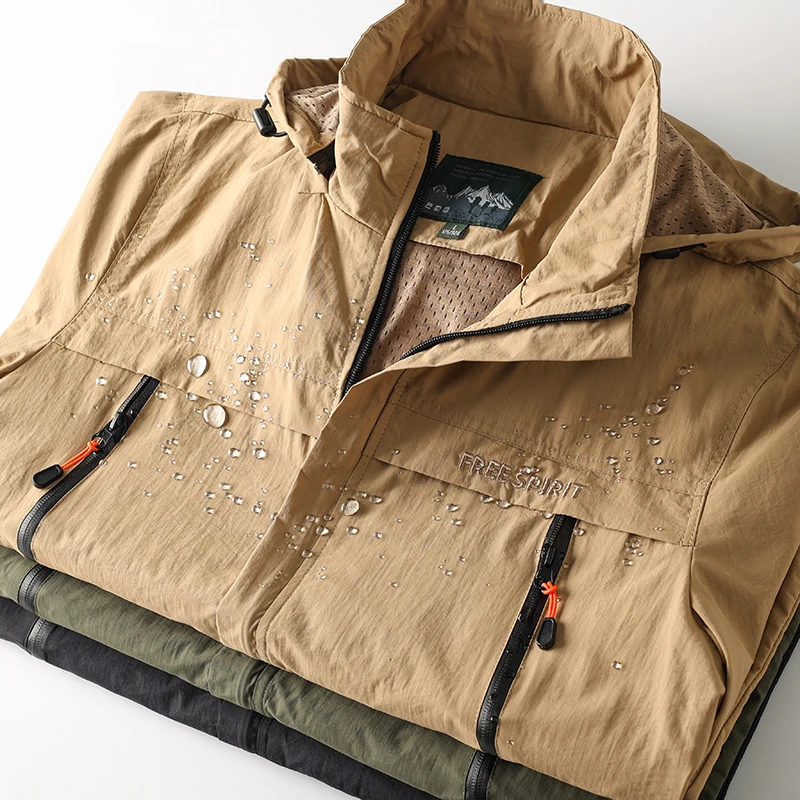 Function Cargo Wind! Waterproof and Breathable! Spring New Men's Outdoor Windproof Hood Jacket |