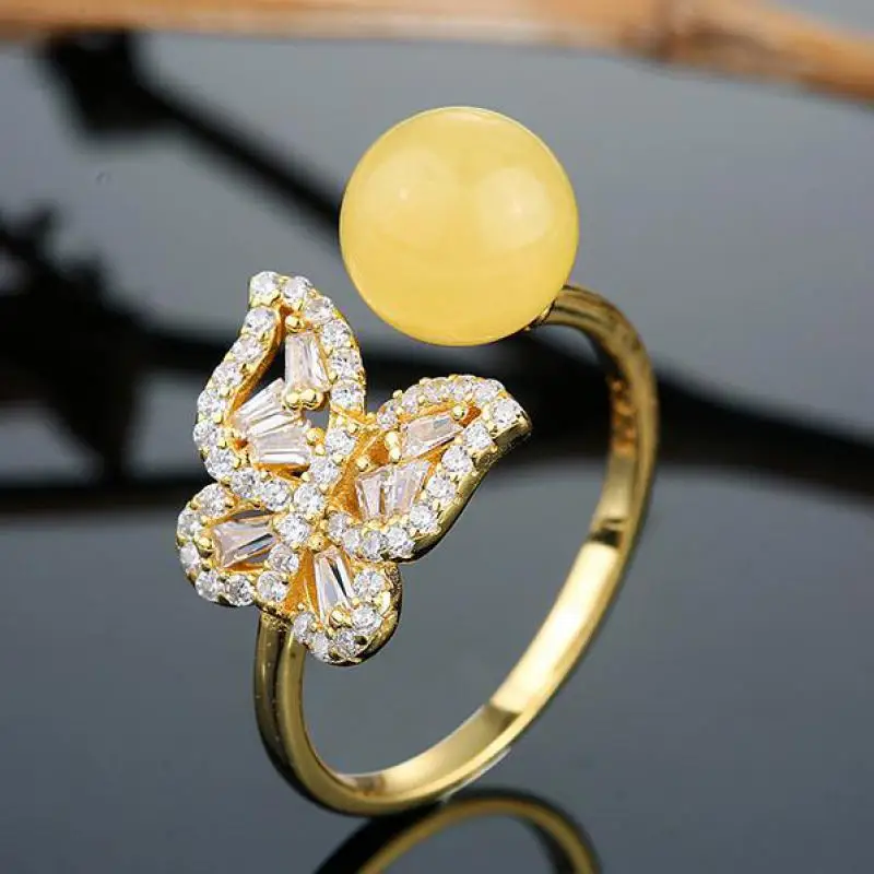 

Женское регулируемое кольцо из серебра 100% пробы, с бабочкой