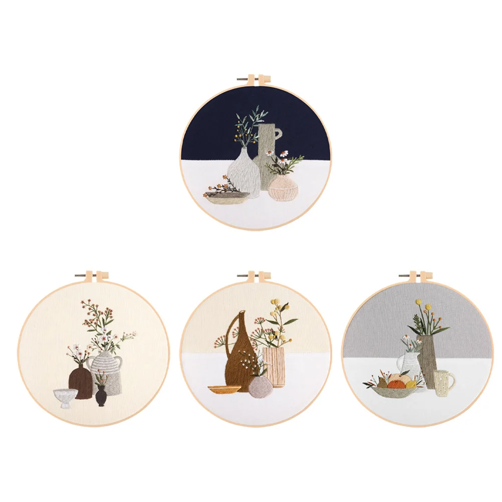 

4 Sets of Handcrafted Cross Stitch Kits DIY Embroidery Kits Household Needlepoint Kits
