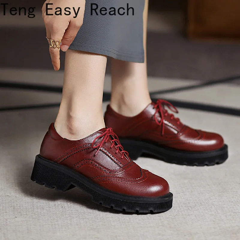 

Spring Autumn Women retro Oxford Lace Up Shoes Round Toe Women England Style low heels Shoes Ladies Brogues size 34-43