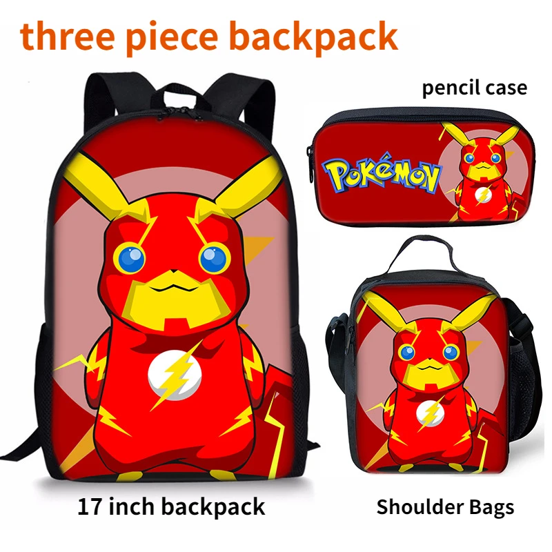 

Набор школьных сумок Pokemon Kawaii Pikachu, аниме мультяшный портативный вместительный питательный мешок, рюкзак-карандаш, подарок за награду