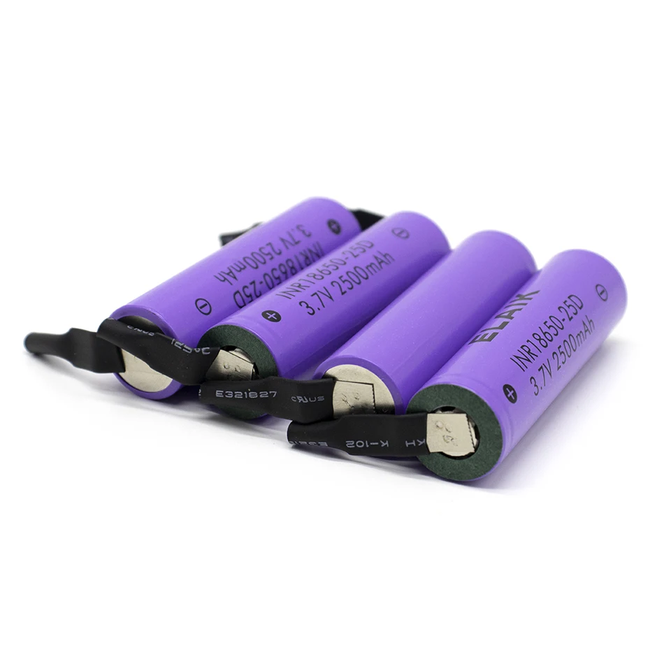 

8pcs INR18650 3.7V 2500mAh Rechargeable lithium battery power battery Stable performance 20A battery 25D- Nickel plate