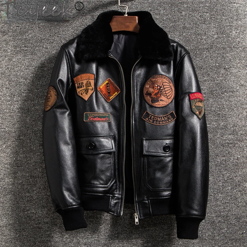 

Tcyeek Genuine Leather Jacket Men Clothing Cowhide Men's Autumn Winter Coat Male Motorcycle Leather Jacket Jaqueta Masculina Lq