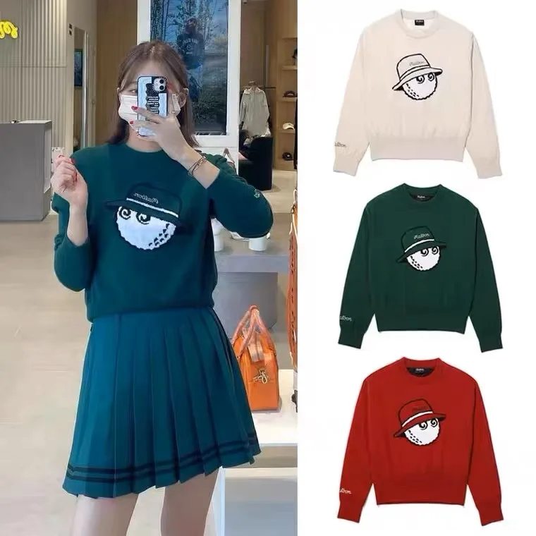 

Autumn and winter new golf clothing women's crewneck hoodie casual loose embroidery warm sports fashion top 골프 스웨터