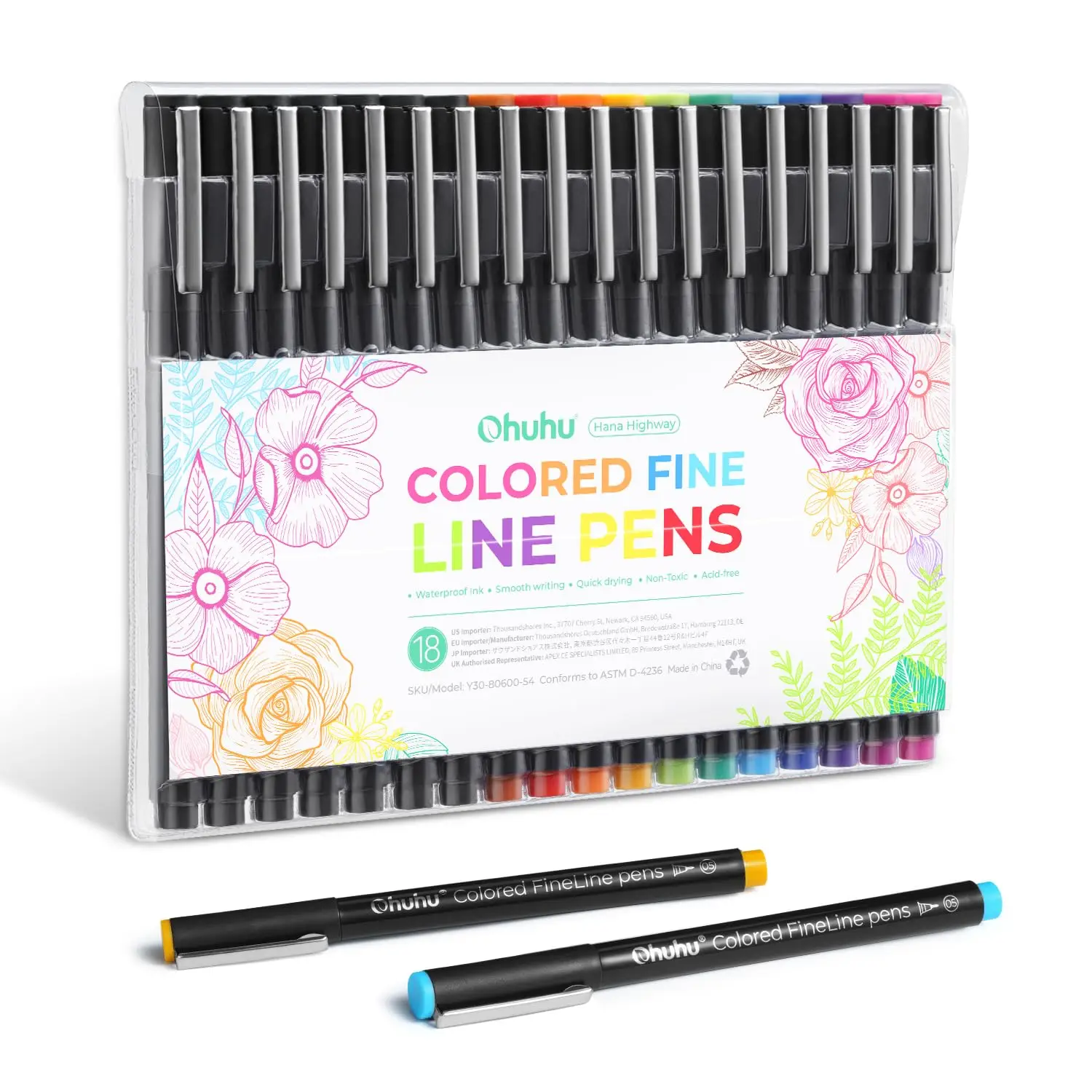 

Маркеры Ohuhu Hana Highway Fineliner 18 цветов