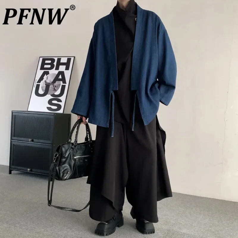 PFNW Мужской японский кардиган синяя джинсовая куртка унисекс свободная