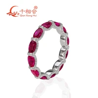925 silver artificial ruby ring oval shape corundum d vvs white moissanite eternity band rings for jewelry dating