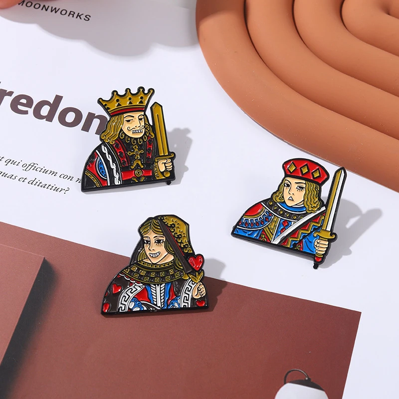 

Trump Kingdom Chibi Enamel Pin New Solitaire Series Knight JQK Brooch Bag Badge Childlike Cartoon Jewelry Pins Gift For Friends