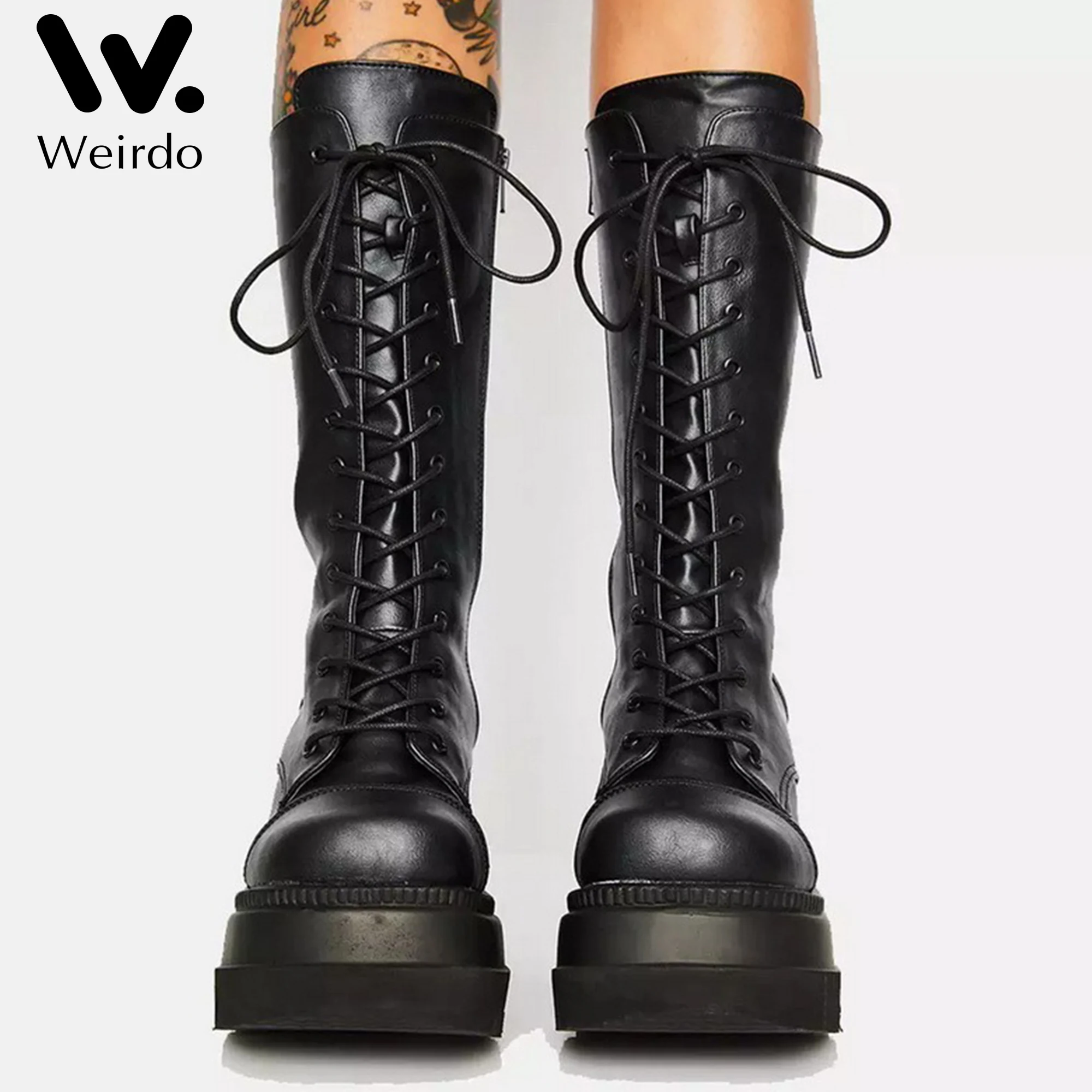 

ladies fashion platform boots chunky heel wedges mid calf women boots casual brand thick bottom winter shoes woman