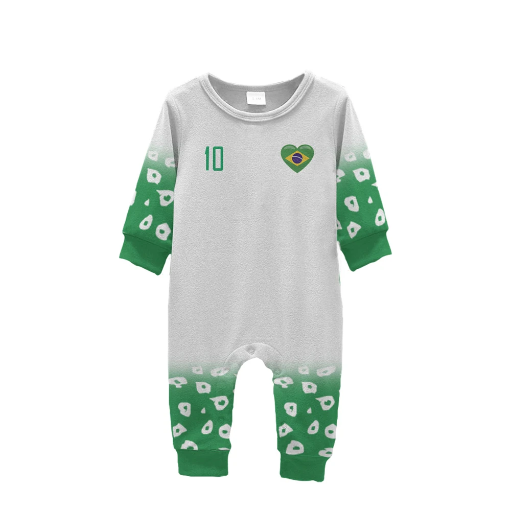 

Jumeast Brazil Football Jerseys Graphic Jumpsuits Flag Soccer 2022 Printed T Shirty White Cotton Sports One-Piece Baby Clothes