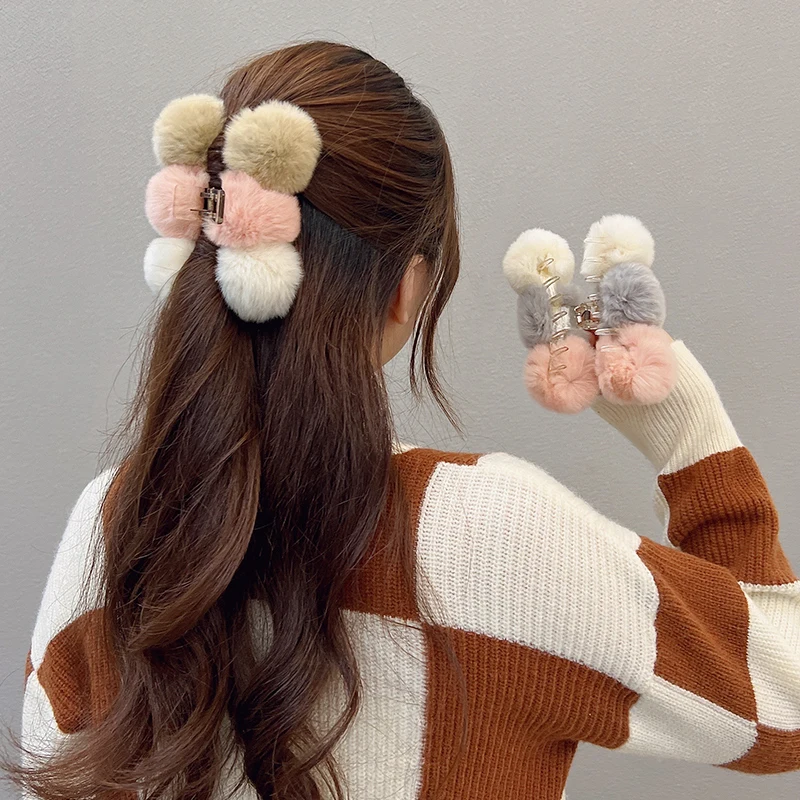 

Заколки-Крабики женские мягкие, Модные Цветные зажимы для волос с шариками, милая Акула, аксессуары для волос