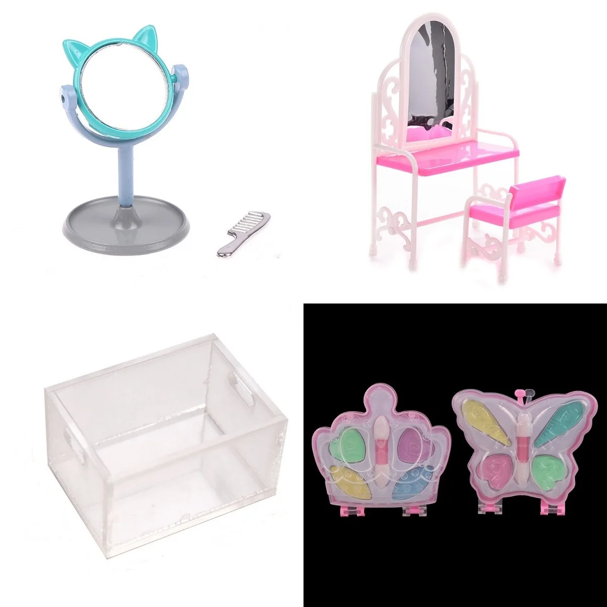 

Cute Miniature Dollhouse Makeup Toy Cosmetic Mirror for Blyth Doll Dressing Accessories Toy