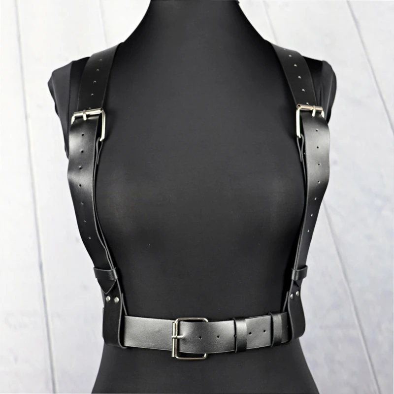 Fashion Wide Leather Waist Belt For Women Punk Gothic Body Bondage Fashion Sexy Chest Harness Belt Bra Cage Harajuku Suspenders