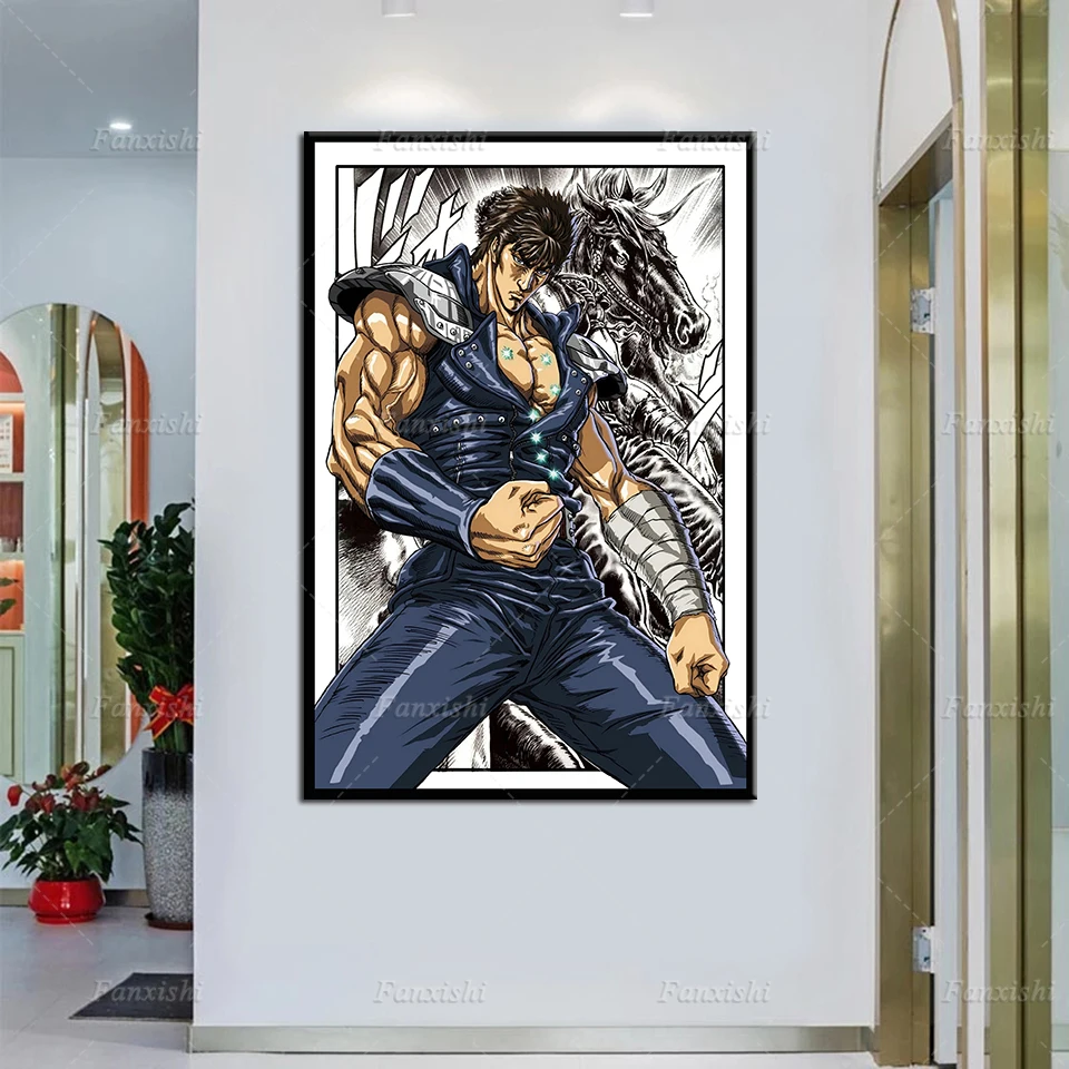 

Японское аниме кулак Северной Звезды, холст, плакат, современные фотообои, гостиная, настенное искусство, картина в подарок