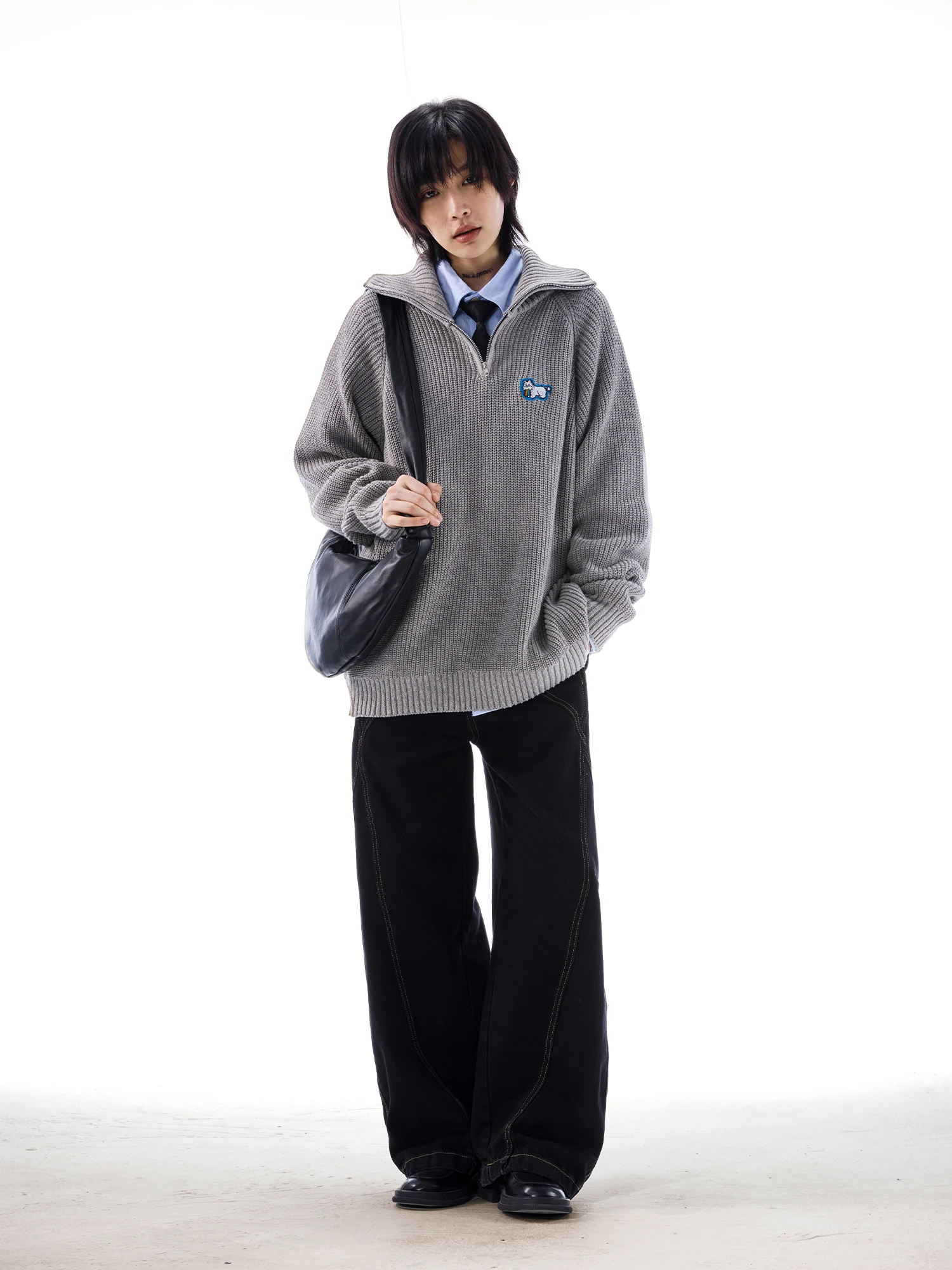 Sameuoo свободного действия свитер с высоким воротником на молнии West Highland Puppy