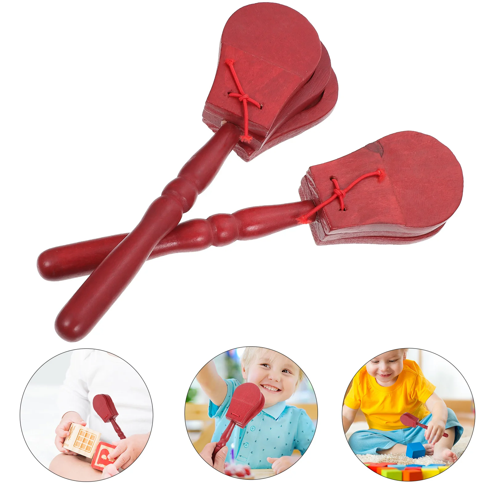 

Instrument Toy Musical Castanets Percussion Castanet Wooden Kids Children Spanish Handleflamenco Baby Set Tones Clapper