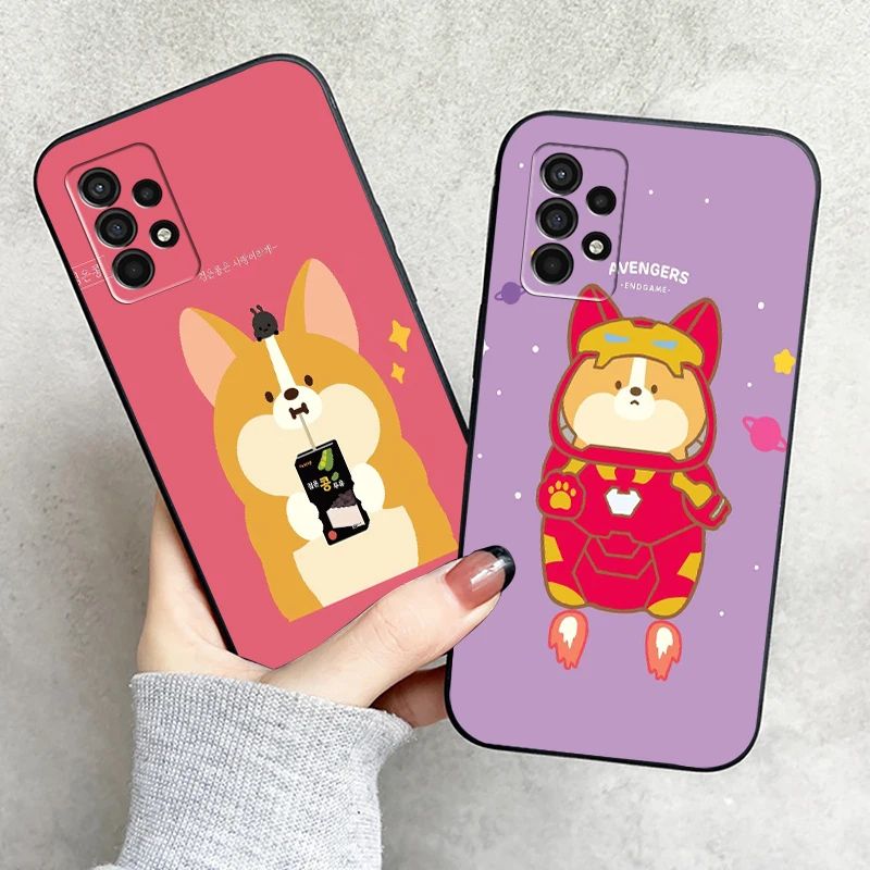 

Cartoon Dog Corgi Phone Case For Samsung Galaxy S8 S9 S10 Plus S10E S10 Lite S10 5G Funda Coque Soft Silicone Cover Black