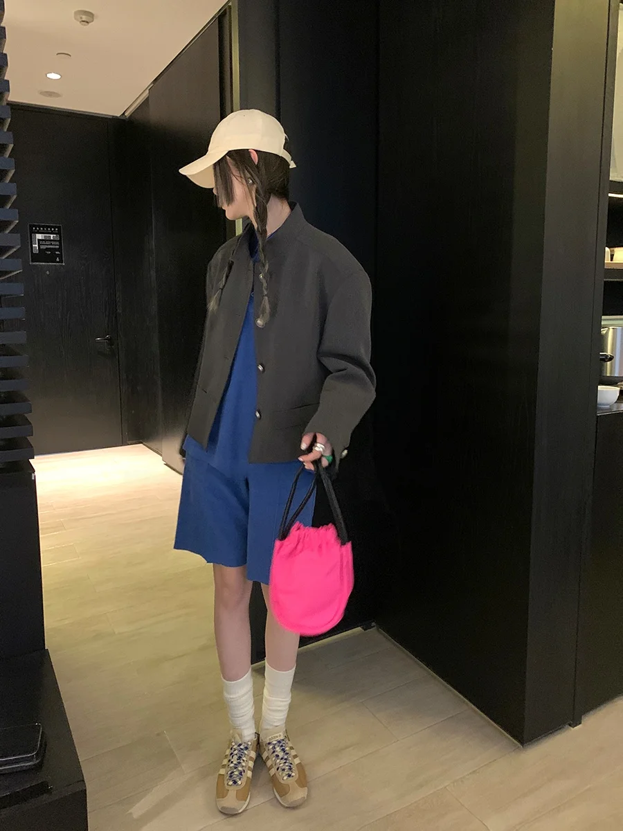 MONA Street Sle маленькая куртка на заказ женская черная повседневная короткая верхняя