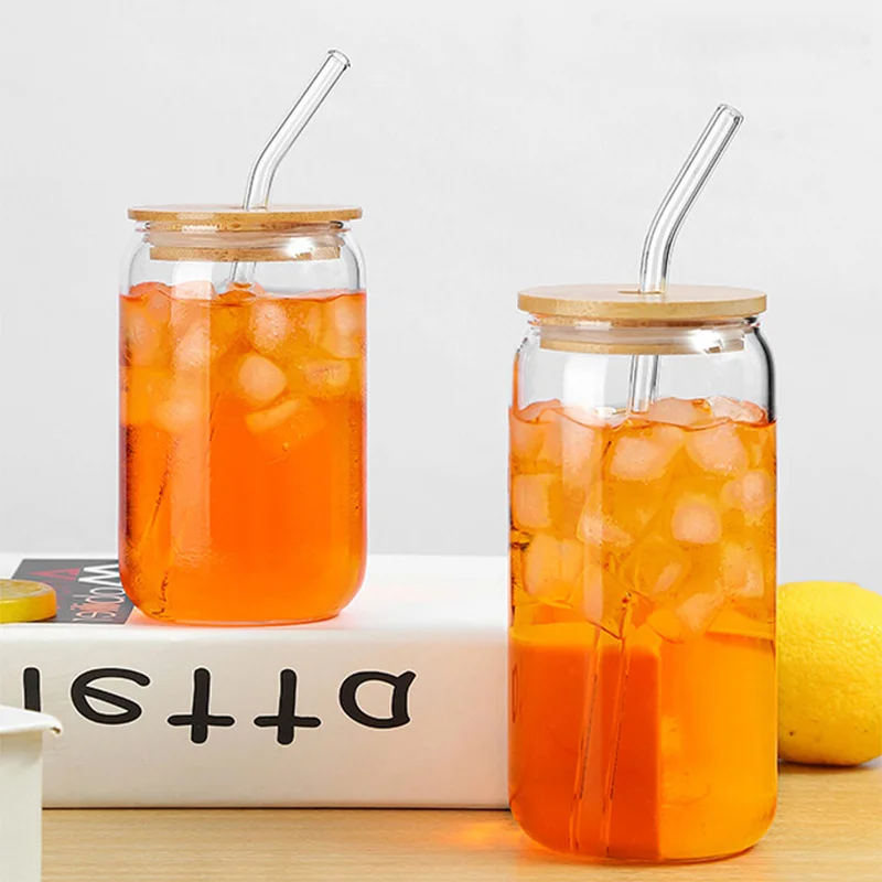 

Стеклянная Чашка 500 мл, чашка из боросиликатного стекла с крышками и соломинкой, прозрачная зеркальная кружка для пива, кофейной кружки, кух...