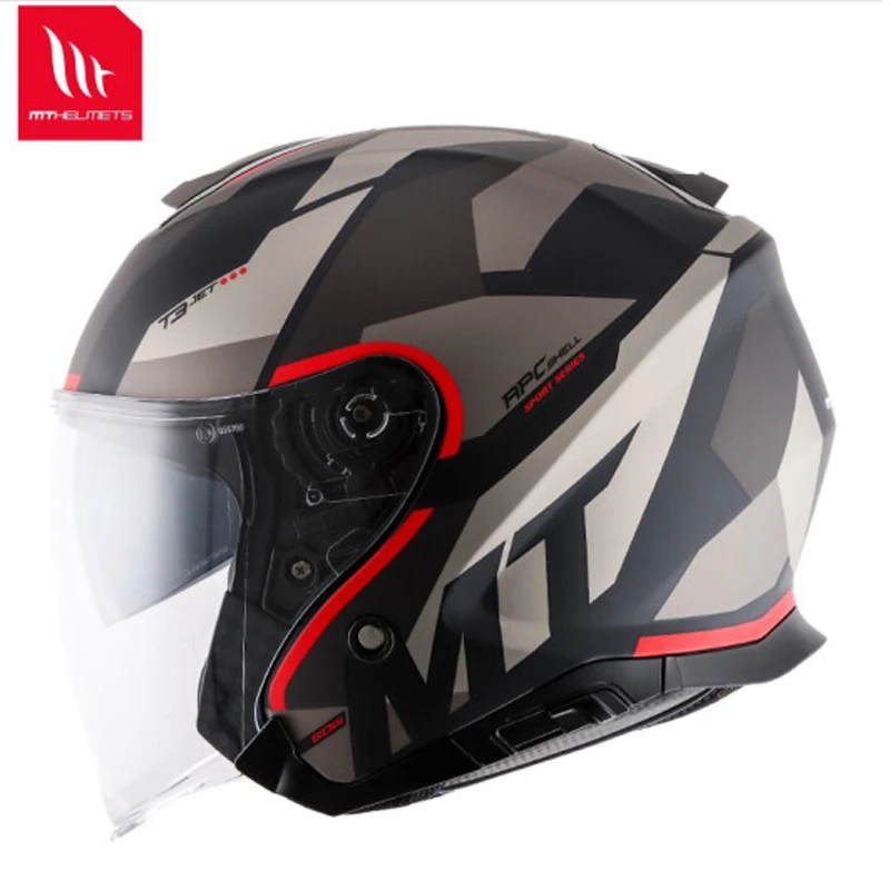 

Original MT Half Motorcycle Helmet Thunder 3 JET SV Dual Lens Moto Helmet Matt Red Motorcycle Accessories for Men Women