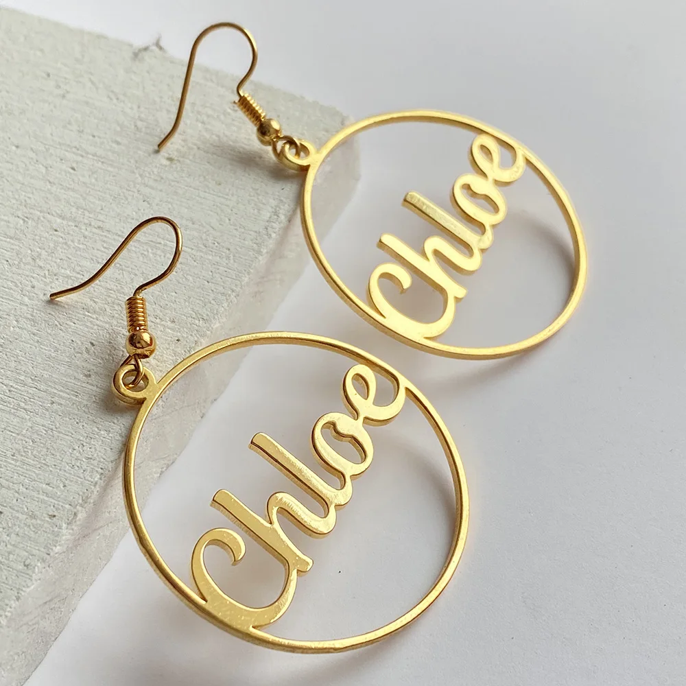 

Personalized Hoop Earrings for Women Custom Name Initials Letter Earrings Gold Dangle Crochet Earrings Stainless Steel Jewelry