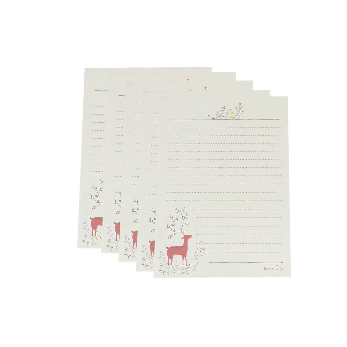 

50 Sheets Deer Pattern Paper DIY Letter Paper Writing Paper Elk Design Romantic Stationery (10 Sheets in 1 Pack)