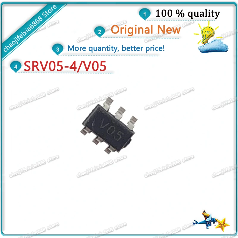 10 шт./лот! SRV05-4 V05 SRV05-4.TCT SOT-23-6 VO5 5V 4-проводной телевизионный чип с подавлением
