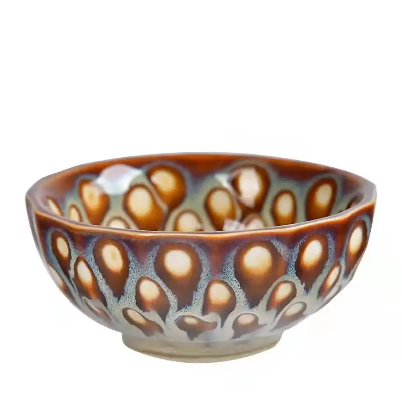 

Kiln Change Peacock Cup Ceramic Tea Cup, Single Cup, Bamboo Hat Cup Tea Set