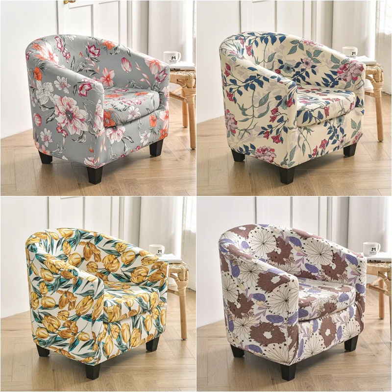 

Flowers Armchairs Covers Elastic Spandex Sofa Cover for Living Room Ottoman Cover Office Sofa Slipcover With Seat Cushion Covers