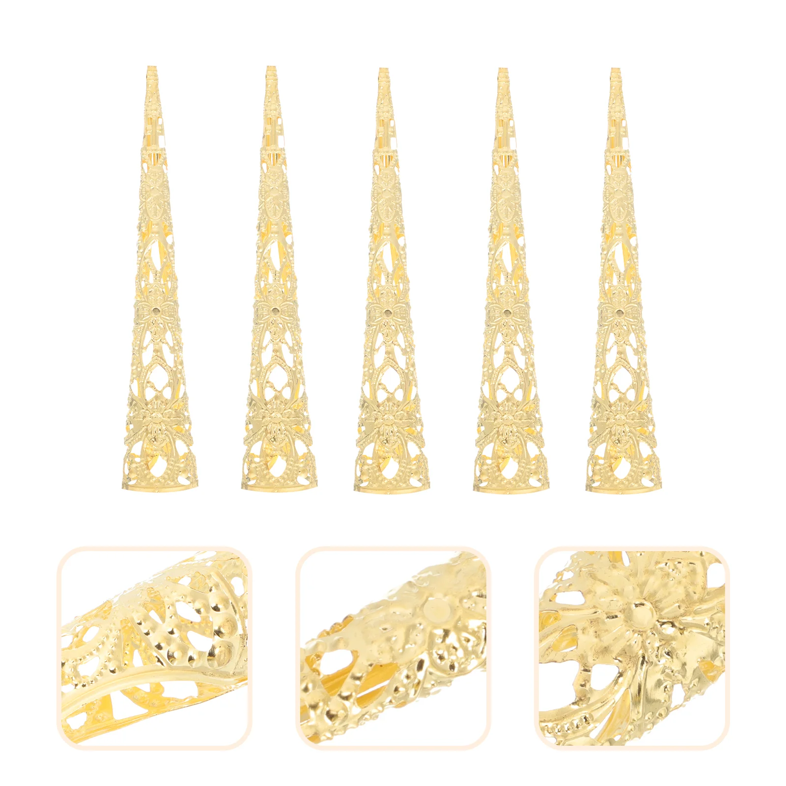 

5pcs Hollow Finger Nail Claw Metal Fingertip Nail Cover Ancient Fingernail Claw