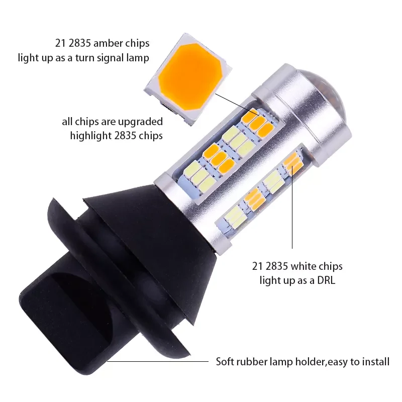 2 шт. BA15S 1156 P21W BAU15S PY21W T20 W21W 7440 42LED Canbus DRL хосветильник s сигнал поворота двойной