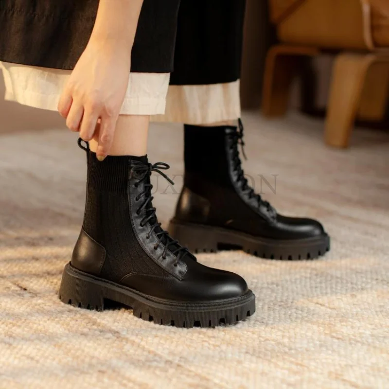 Autumn Design Heel Ankle Boot Fashion Square Toe Zipper Ladies Casual Chelsea Boots Shoes Soft Leather Short Boot
