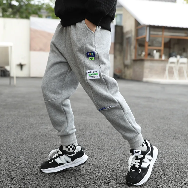 

Kids Boys Casual Sport Pants Thin Fleece Trousers Jogger Pant For Autumn Winter Children Loose Sweatpant Clothes For Teenagers