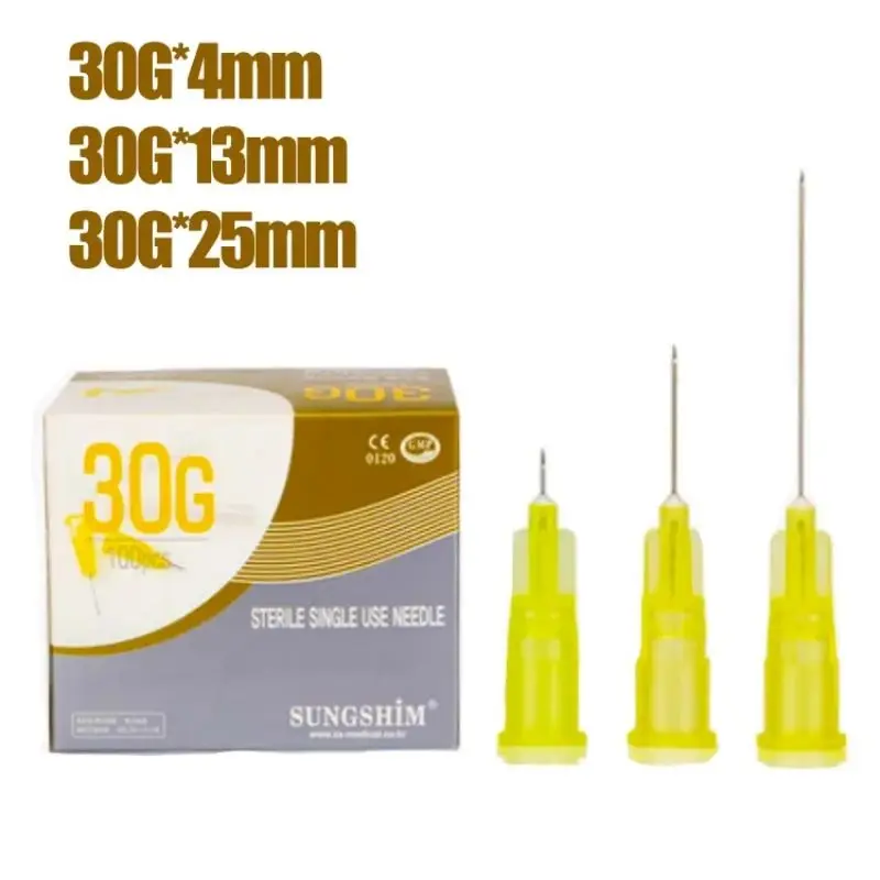 50pcs 30G Korea Sterile Tip Pierce Syringe Injection Painless Small Needle  Hypodermic Needle For Uric Acid Mesotherapy Needle