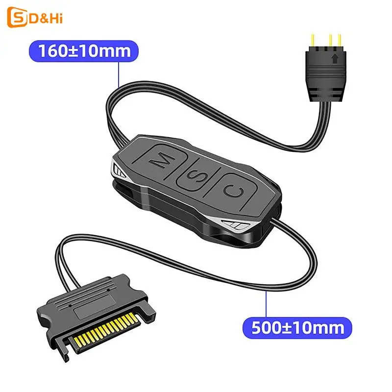 

1Pc Controller Lengthen Cable Wide Compatibility 5V 3 Pin to SATA Pin Power Supply Case Fan Black Mini Controller