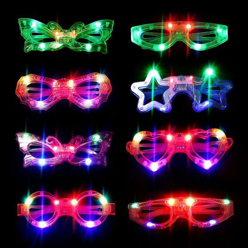 12PCS Light-Up Star Heart Square Glasses Eye Mask LED Flashing Blinking Carnival Rave Led Party Christmas Decoration 2023