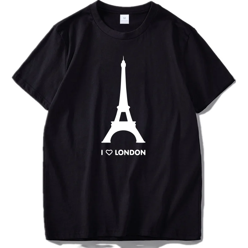 

I Love London Eiffel Tower Funny Design Fashion Men's Cotton T-shirt Round Neck T-shirt Graphic T-shirt Customized Products