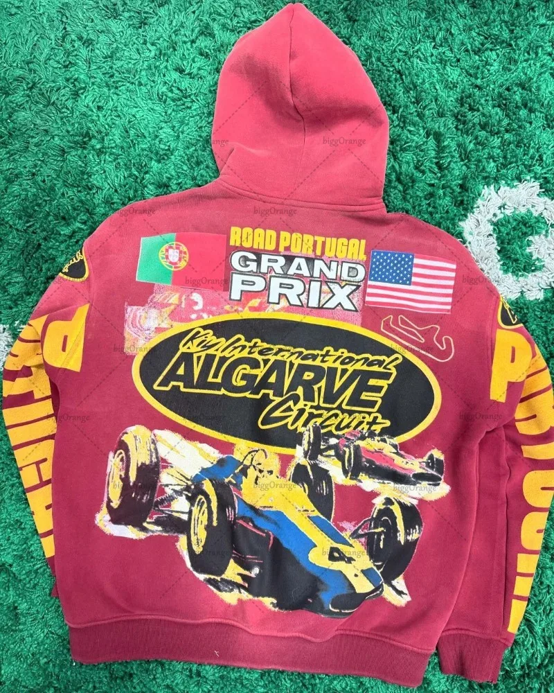 Американский ретро уличный гоночный костюм куртка в стиле хип-хоп панк толстовка