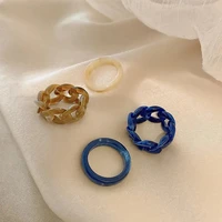 2022 summer set acrylic ring for women blue color system resin beaded elastic rings bridal engagement women finger jewelry