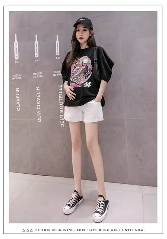 Шорты для беременных с высокой талией, эластичные джинсовые брюки для беременных, летние короткие джинсы для беременных, большой размер