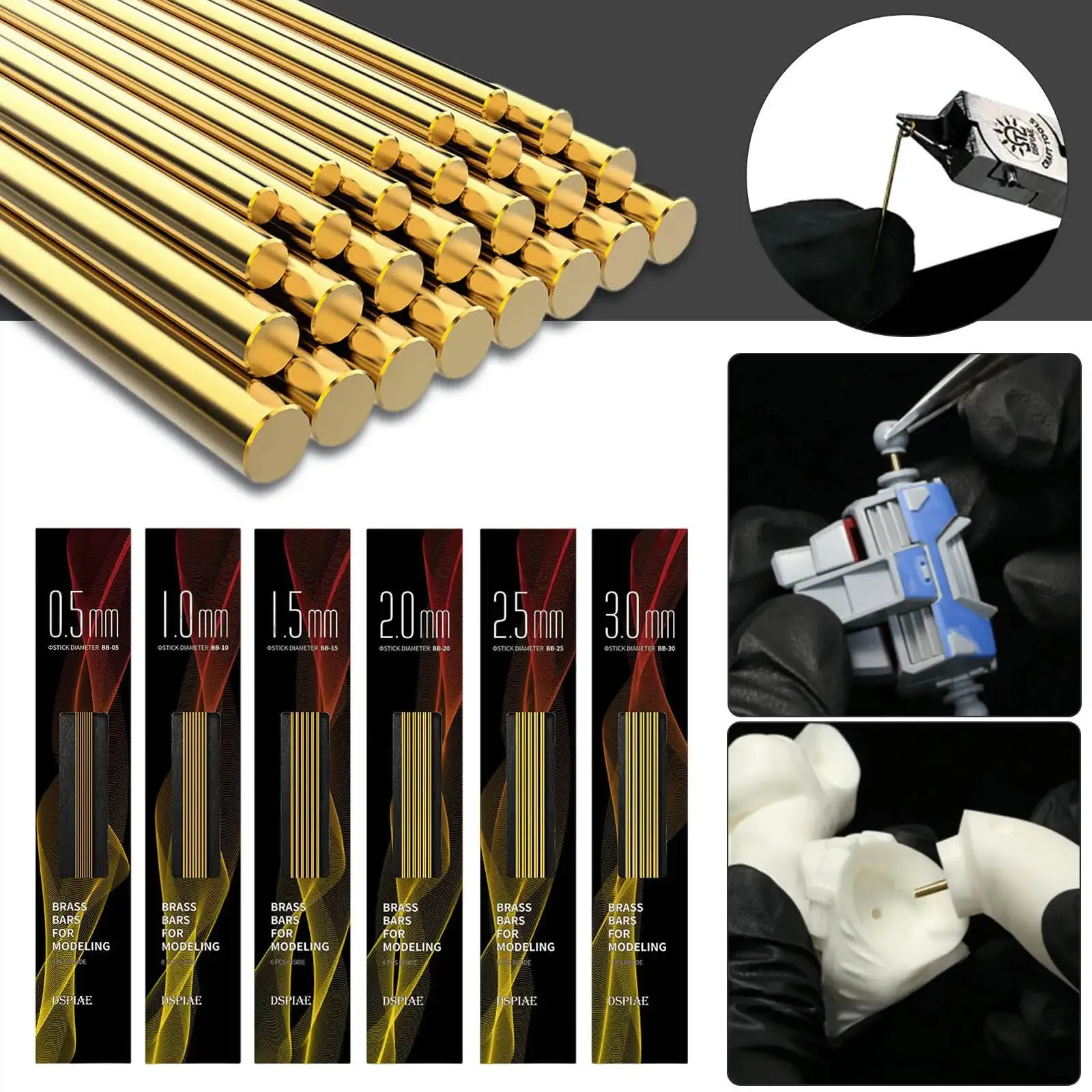 Латунные стержни серии Dspiae BB (05-30) для моделирования 0 5 мм 1 2 3 Золотое качество