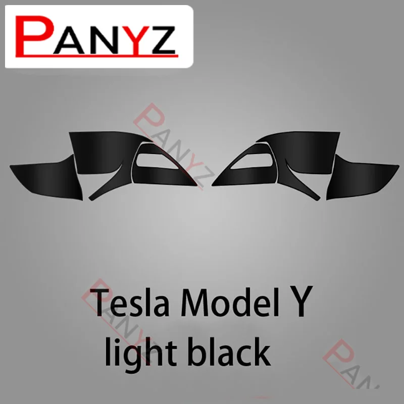 Фото Наклейка на переднюю фару автомобиля Tesla Model XSY 3, ТПУ, Дымчатая Черная защитная пленка для фар №5