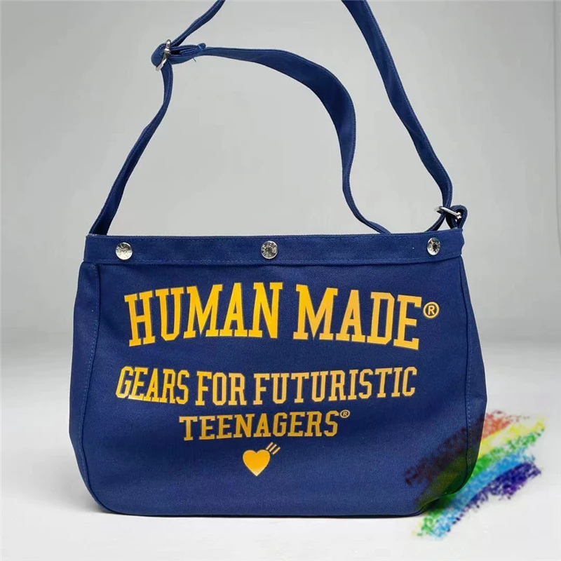 

HUMAN MADE Bag Men Women Best Quality HUMAN MADE Blue Shoulder Messenger Bag Love Vintage Couple Canvas Casual Bag