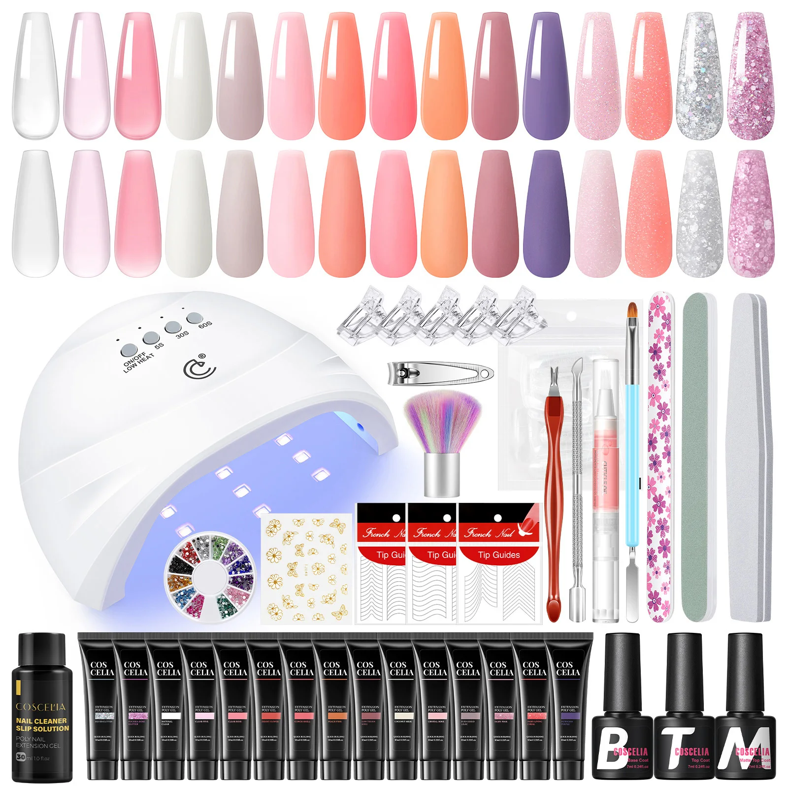 Набор Для Дизайна Ногтей Coscelia С Лампой 15 Цветов 10 Мл Гель-лак Базовое Покрытие