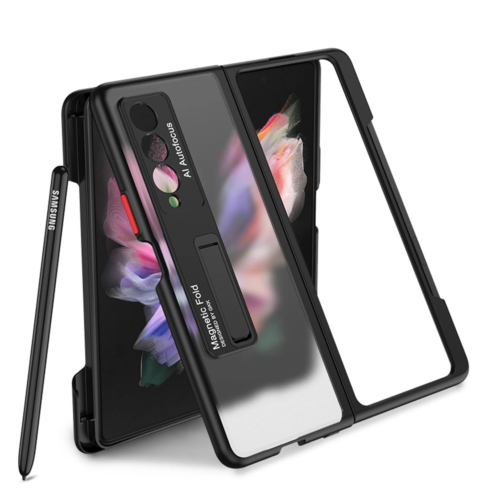 Luxury Clear Frosted Matte Case for Samsung Galaxy Z Fold 3  with Side S Pen Slot Transparent Hard Phone Cover Anti Yellowing