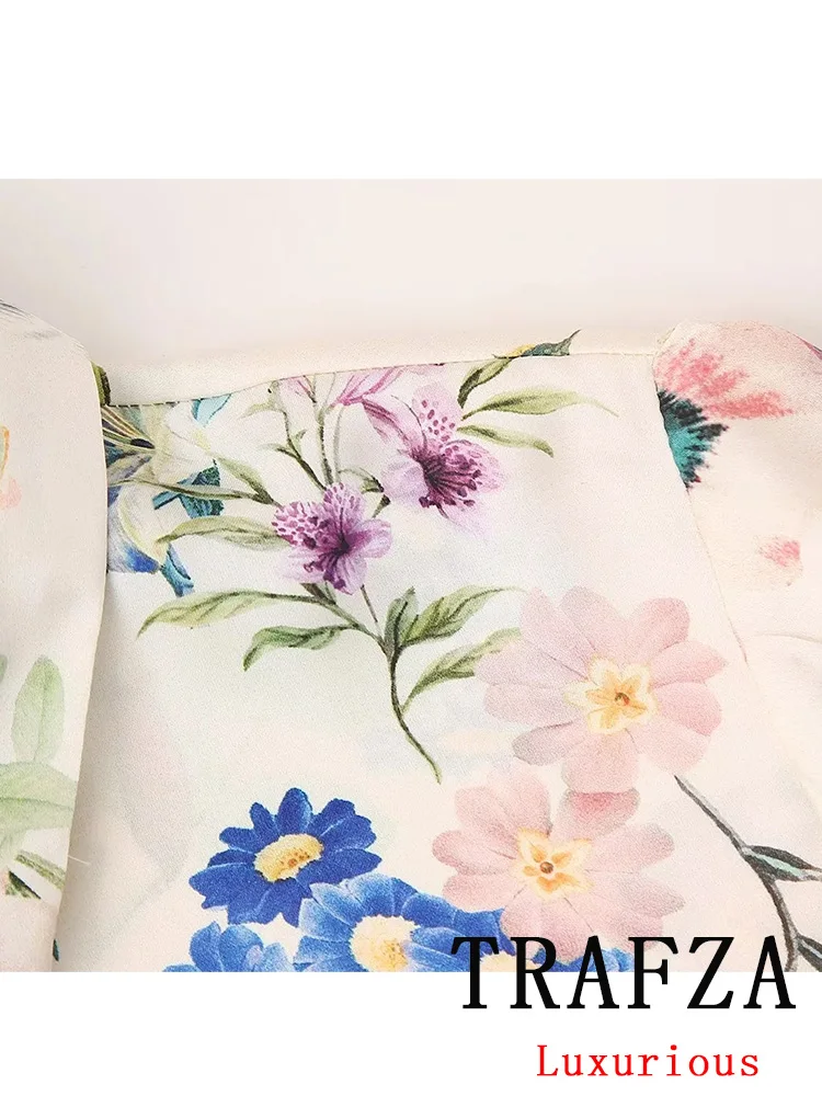 Блузка женская с длинным рукавом отложным воротником и принтом