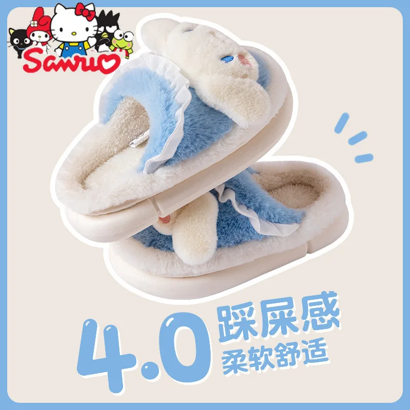 

Sanrio Melody Kuromi Hello Kitty Cinnamoroll понравико Детские хлопковые тапочки для зимы для девочек теплые домашние хлопковые тапочки